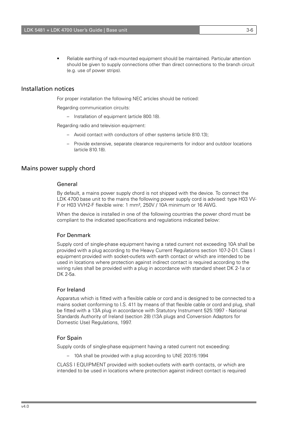 Installation notices, Mains power supply chord | RCA LDK 5481 User Manual | Page 34 / 48