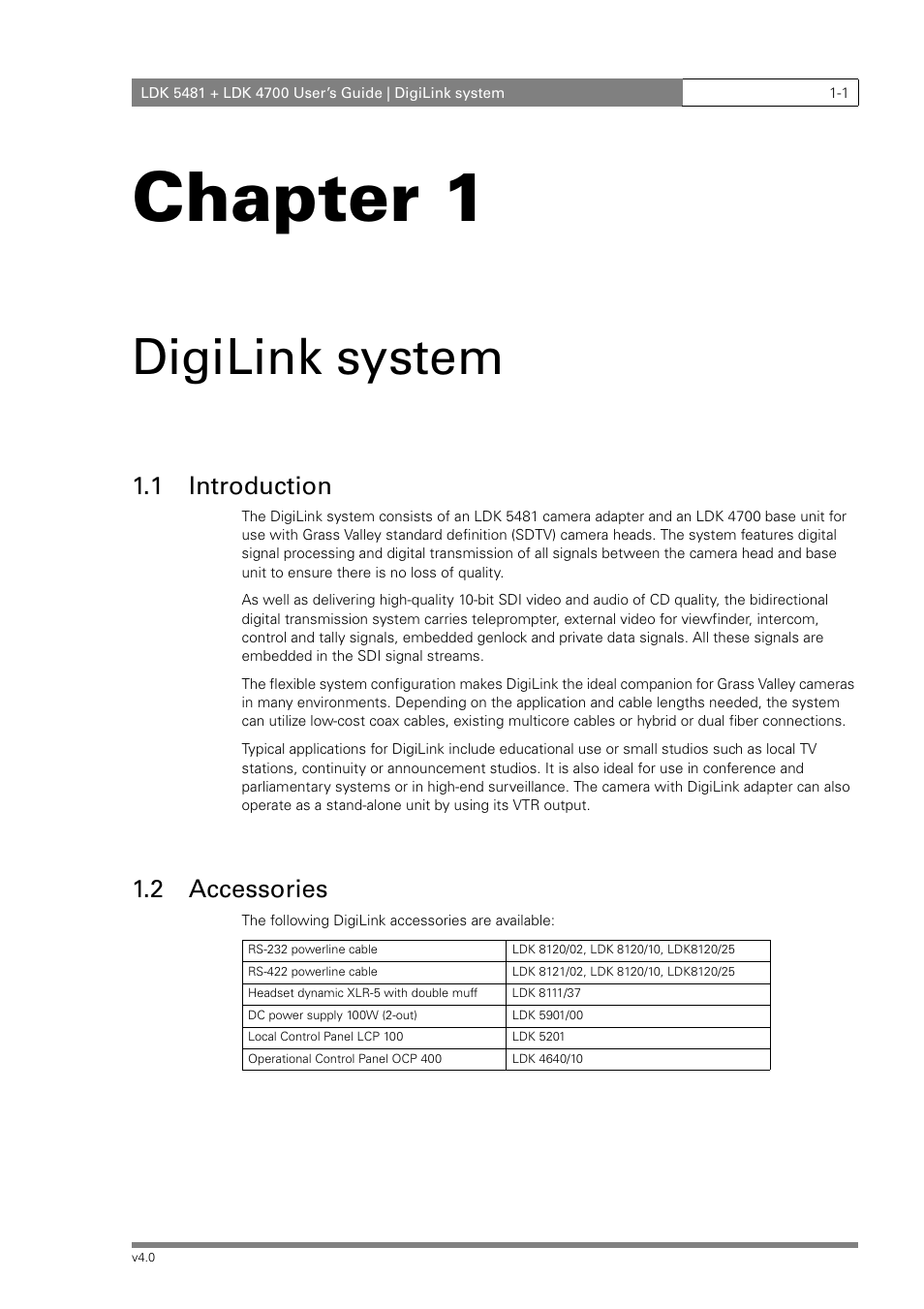 Chapter 1, Digilink system, 1 introduction | 2 accessories | RCA LDK 5481 User Manual | Page 5 / 48