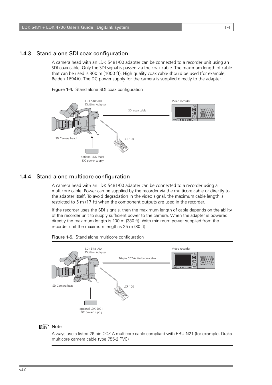 3 stand alone sdi coax configuration, 4 stand alone multicore configuration | RCA LDK 5481 User Manual | Page 8 / 48