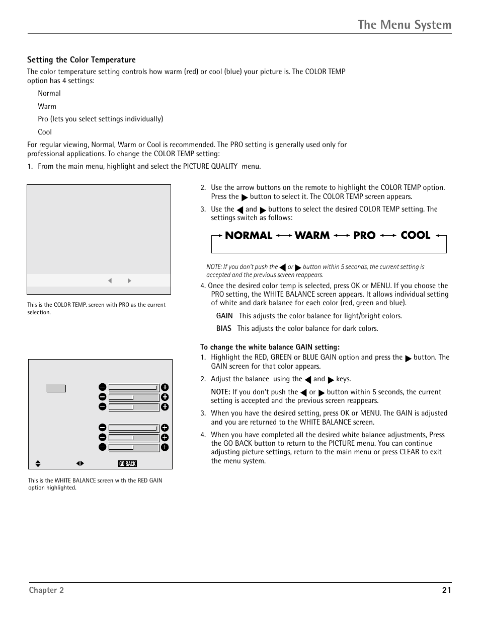 The menu system | RCA Scenium PHD50400 User Manual | Page 22 / 48