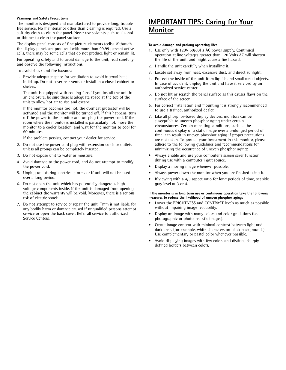 Important tips: caring for your monitor | RCA Scenium PHD50400 User Manual | Page 3 / 48