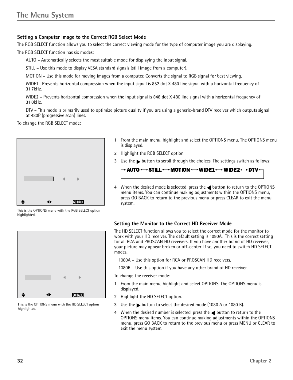 The menu system, 32 chapter 2 | RCA Scenium PHD50400 User Manual | Page 33 / 48