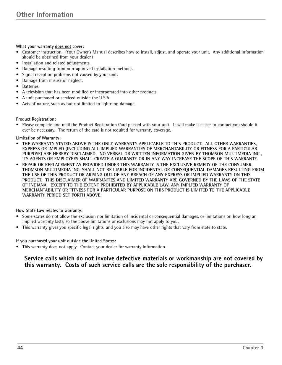 Other information | RCA Scenium PHD50400 User Manual | Page 45 / 48