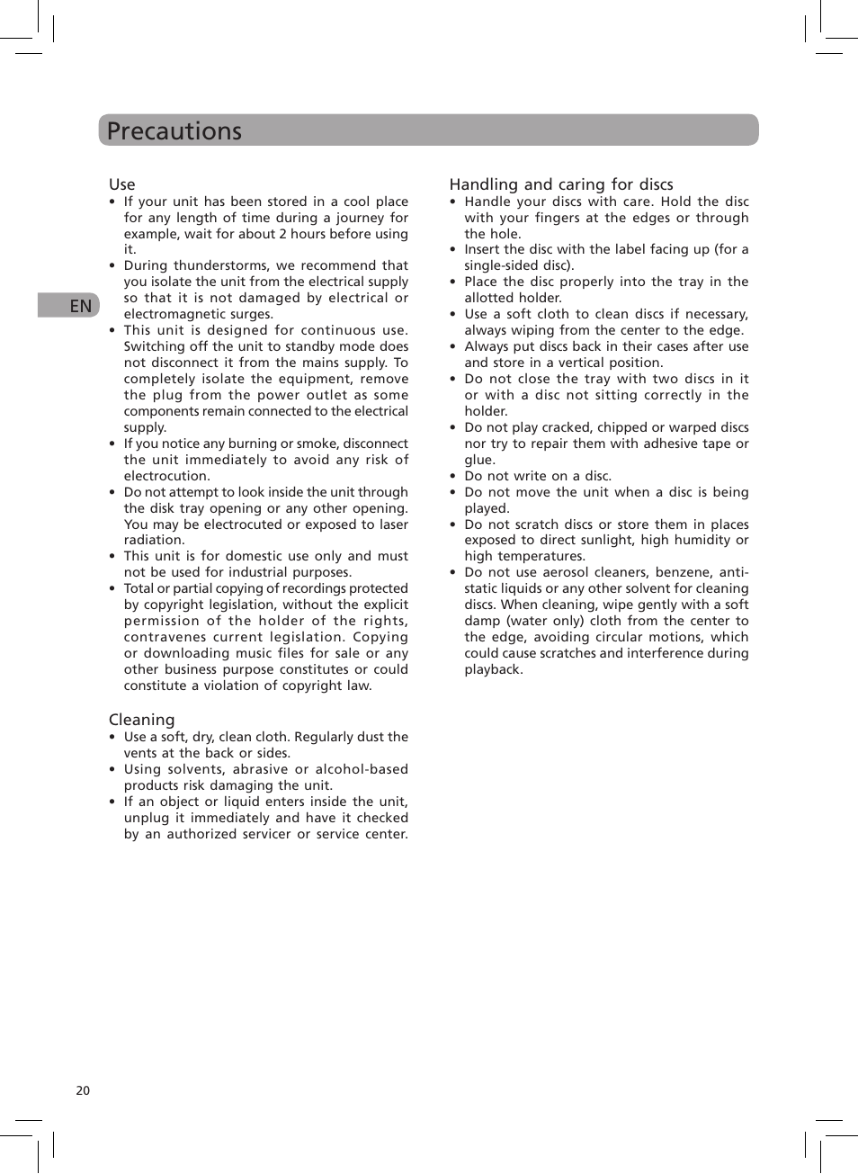 Precautions | RCA DRC6272 User Manual | Page 21 / 23
