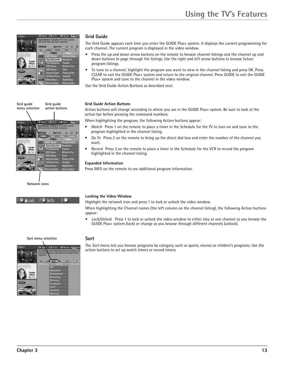 Using the tv’s features | RCA G36710 User Manual | Page 15 / 32