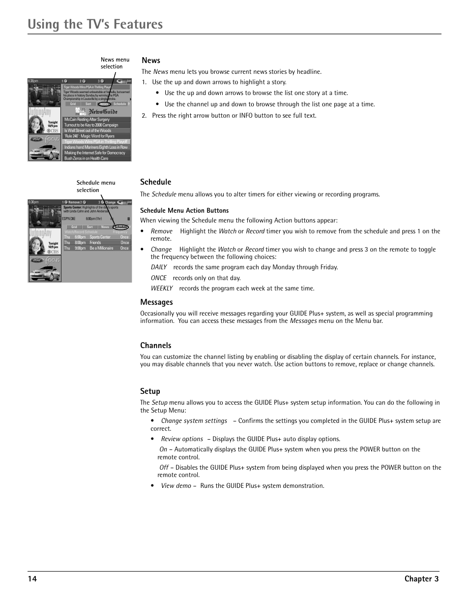 Using the tv’s features | RCA G36710 User Manual | Page 16 / 32