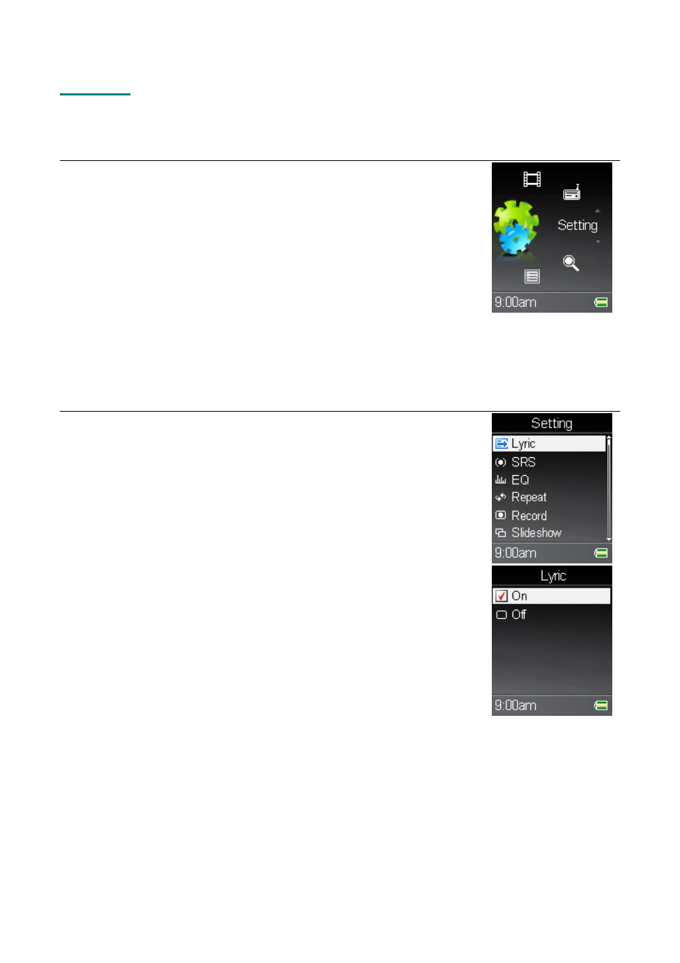 Setting | RCA M5001 User Manual | Page 35 / 52