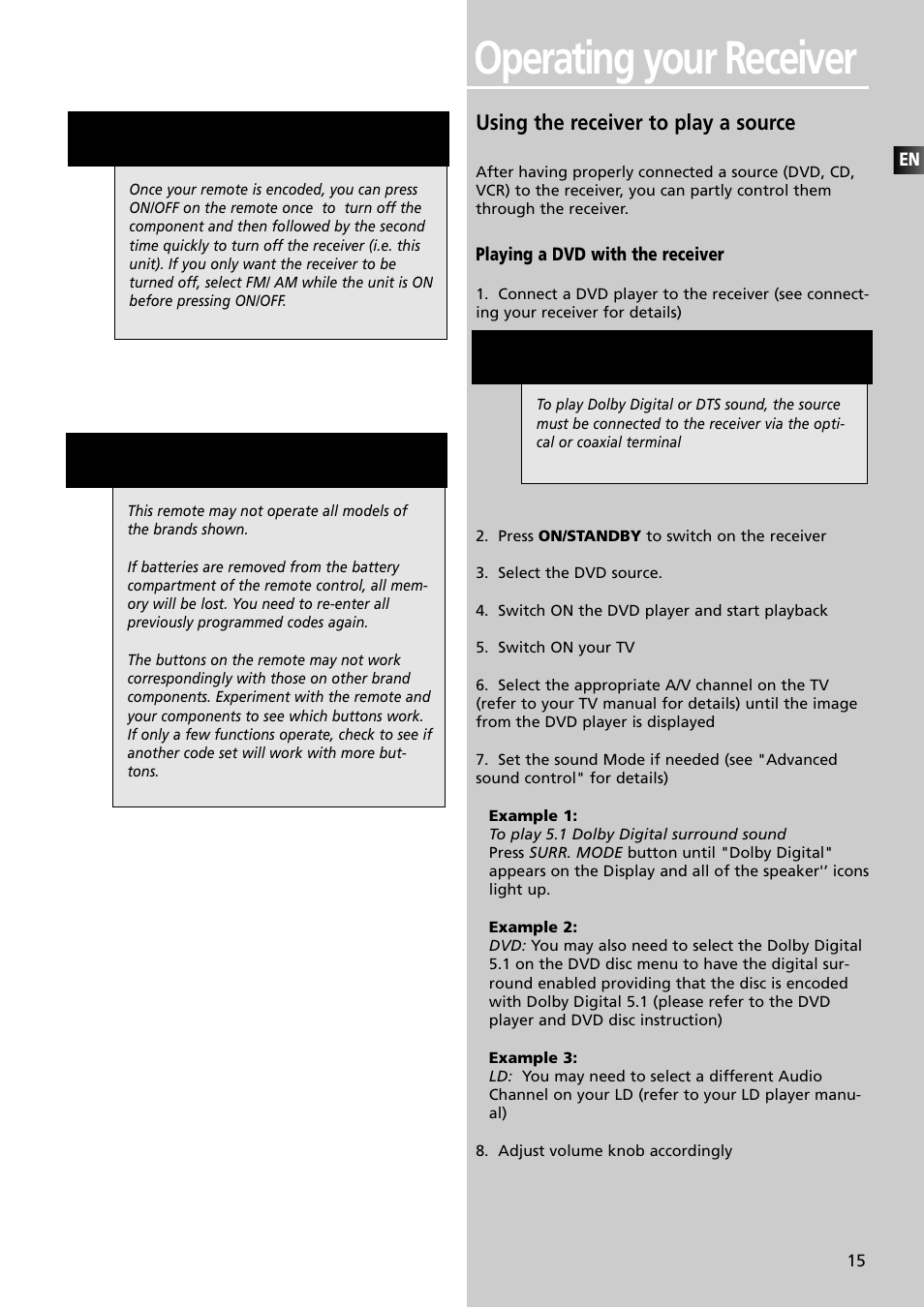 Operating your receiver, Hint | RCA RT2350BK User Manual | Page 18 / 31