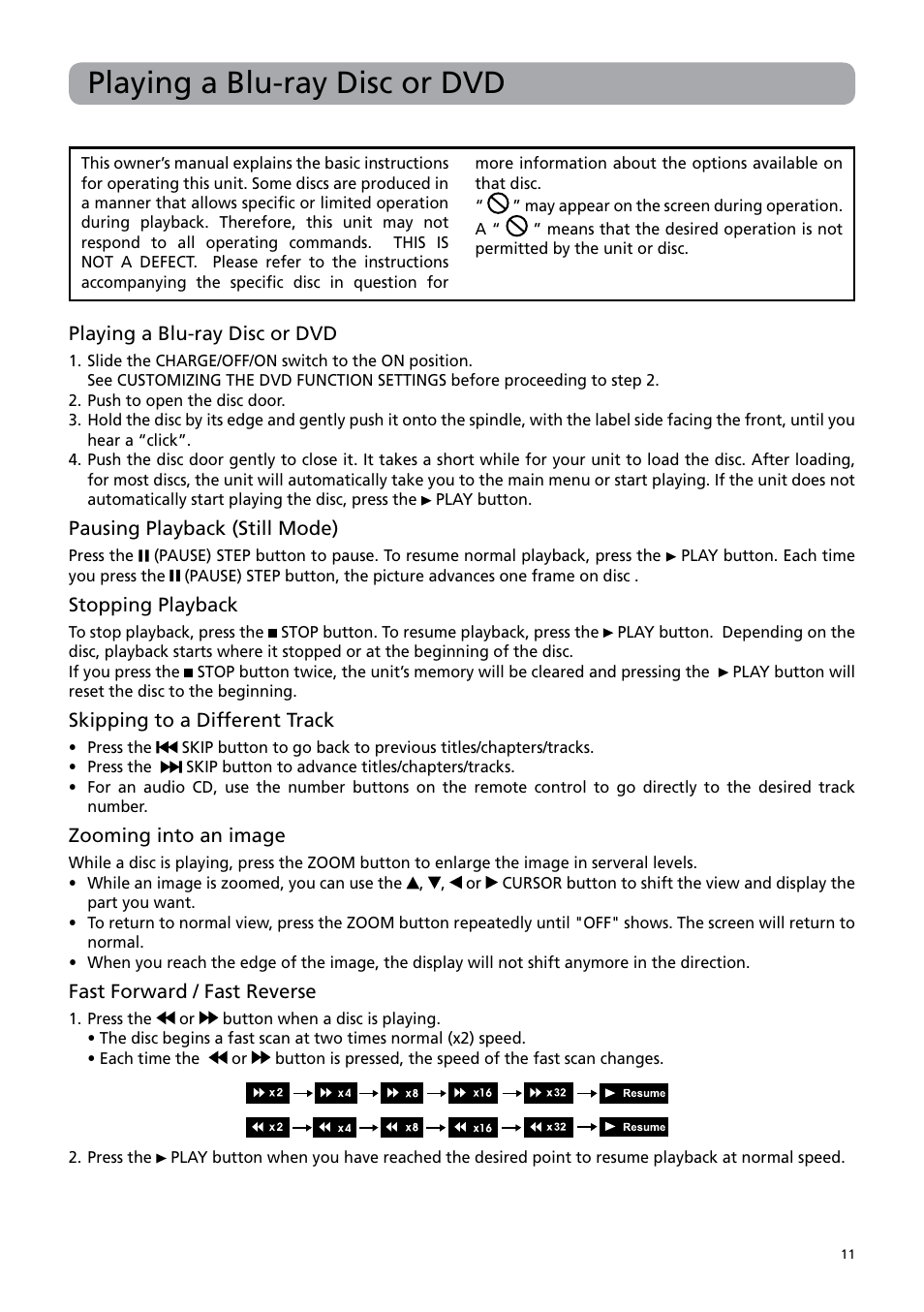 Playing a blu-ray disc or dvd | RCA BRC3108 User Manual | Page 15 / 24