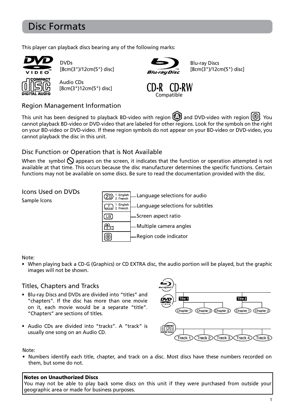 Disc formats | RCA BRC3108 User Manual | Page 5 / 24