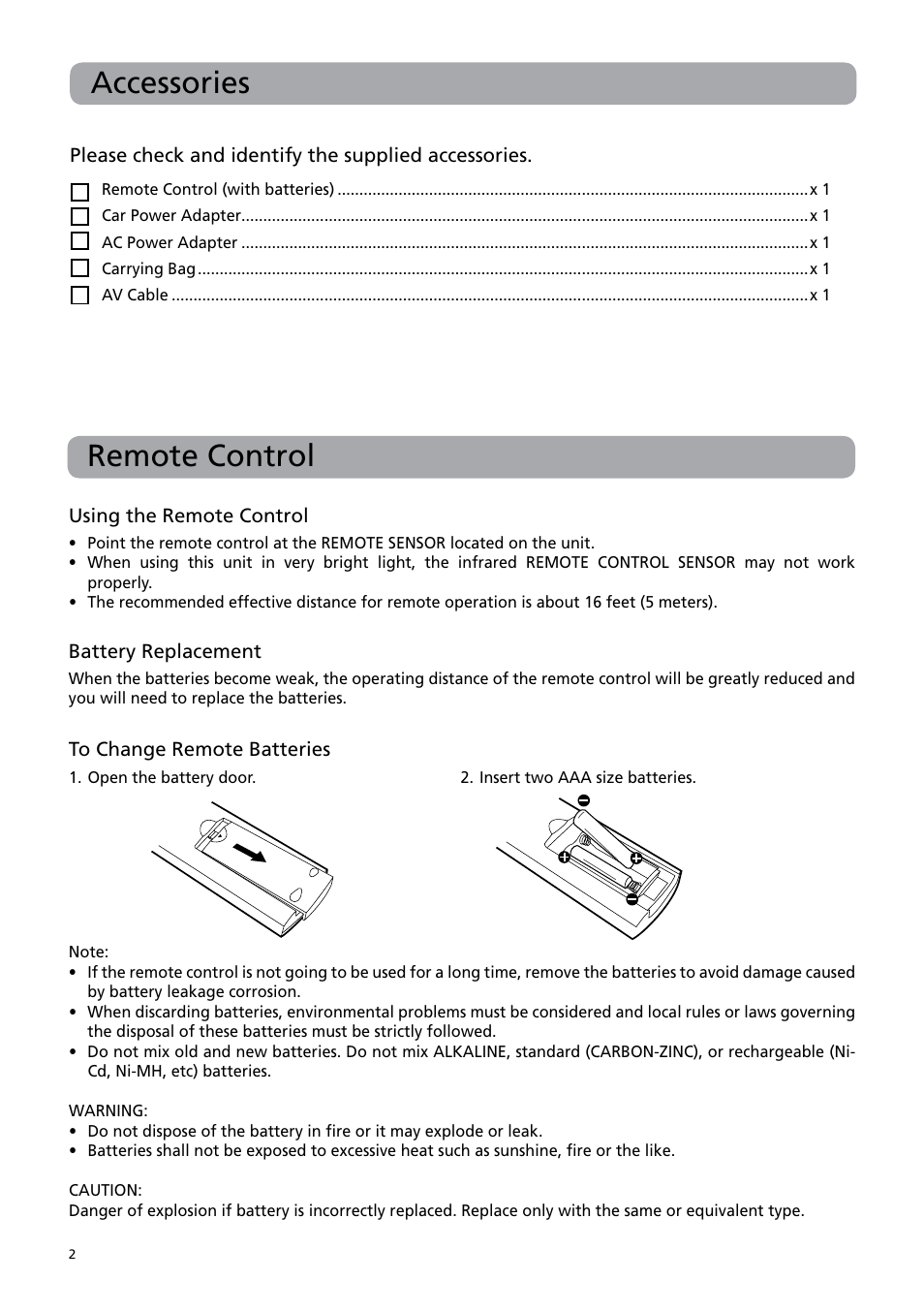 Accessories remote control | RCA BRC3108 User Manual | Page 6 / 24