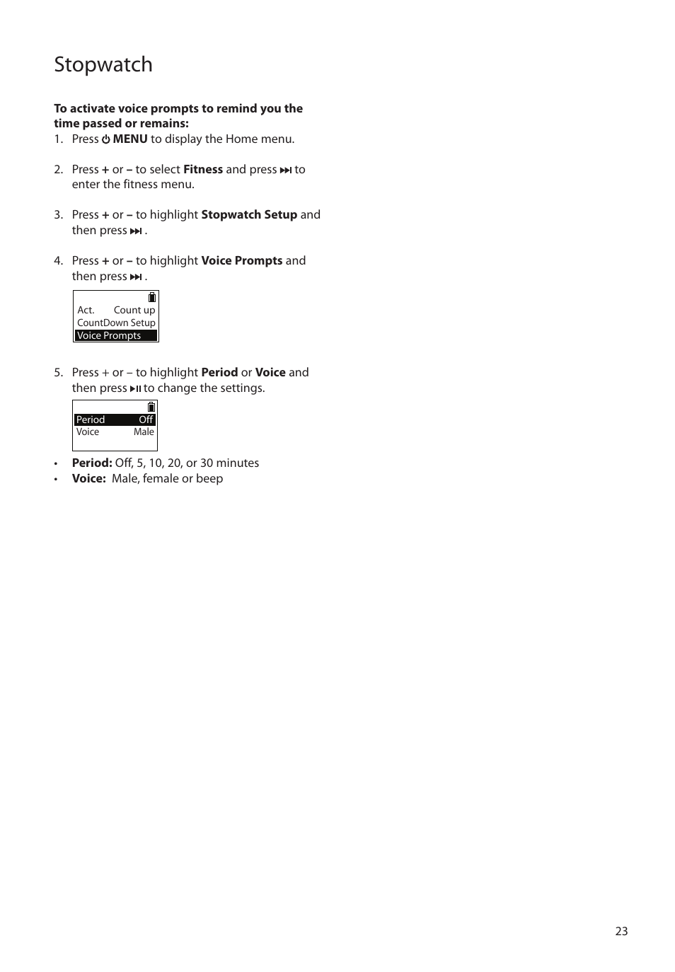 Stopwatch | RCA SC2102 User Manual | Page 23 / 29
