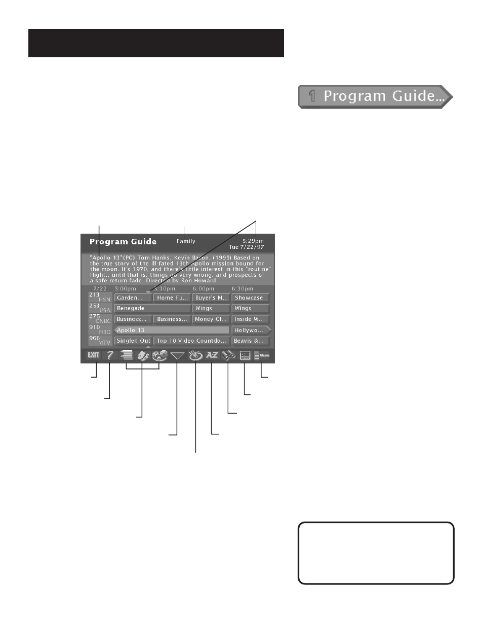 The program guide, Anatomy of a program guide, The menu system | RCA 1998 User Manual | Page 32 / 64