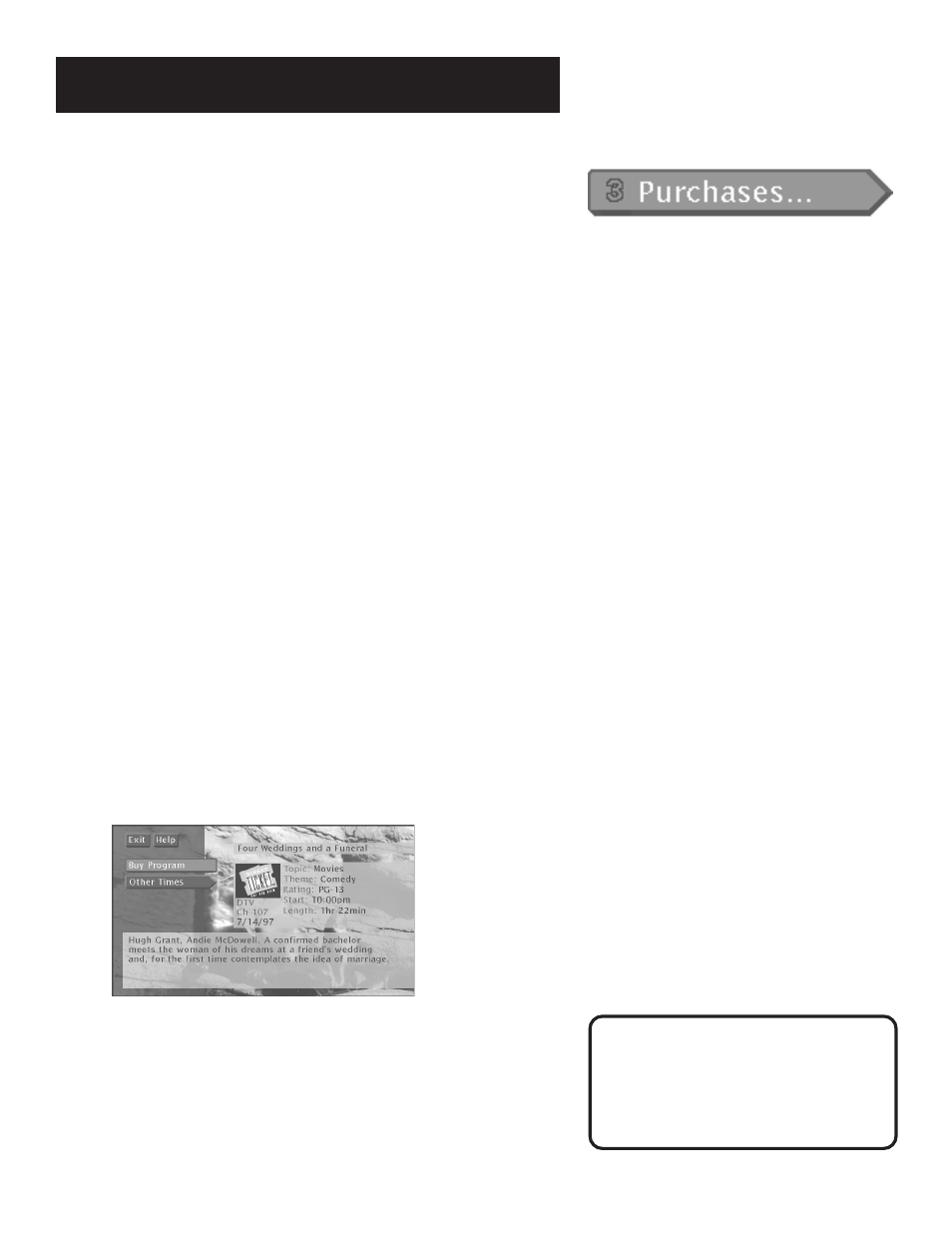 Pay-per-view programs, Purchasing and previewing, Tuning to a ppv program | The menu system, 32 pay-per-view programs | RCA 1998 User Manual | Page 34 / 64