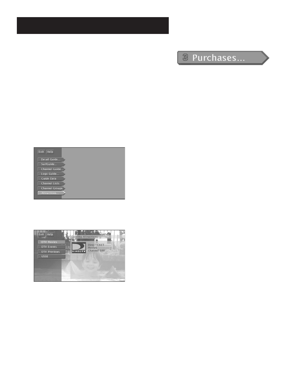 Using the attractions guide, The menu system | RCA 1998 User Manual | Page 36 / 64