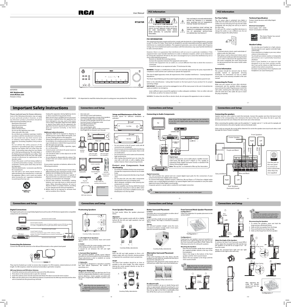 RCA RT2870R User Manual | 2 pages