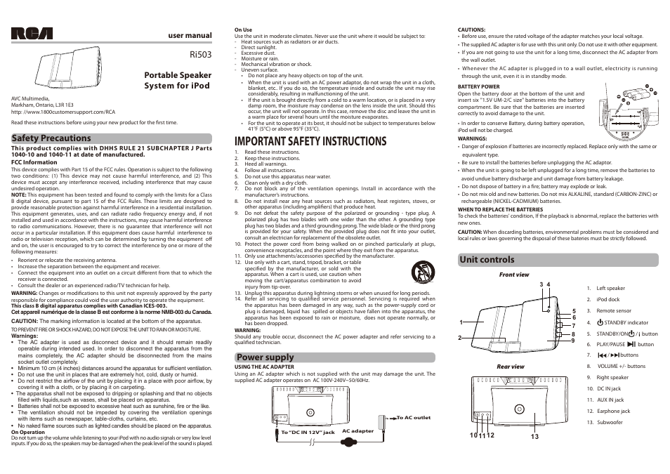 RCA 811-R50391W011 User Manual | 2 pages