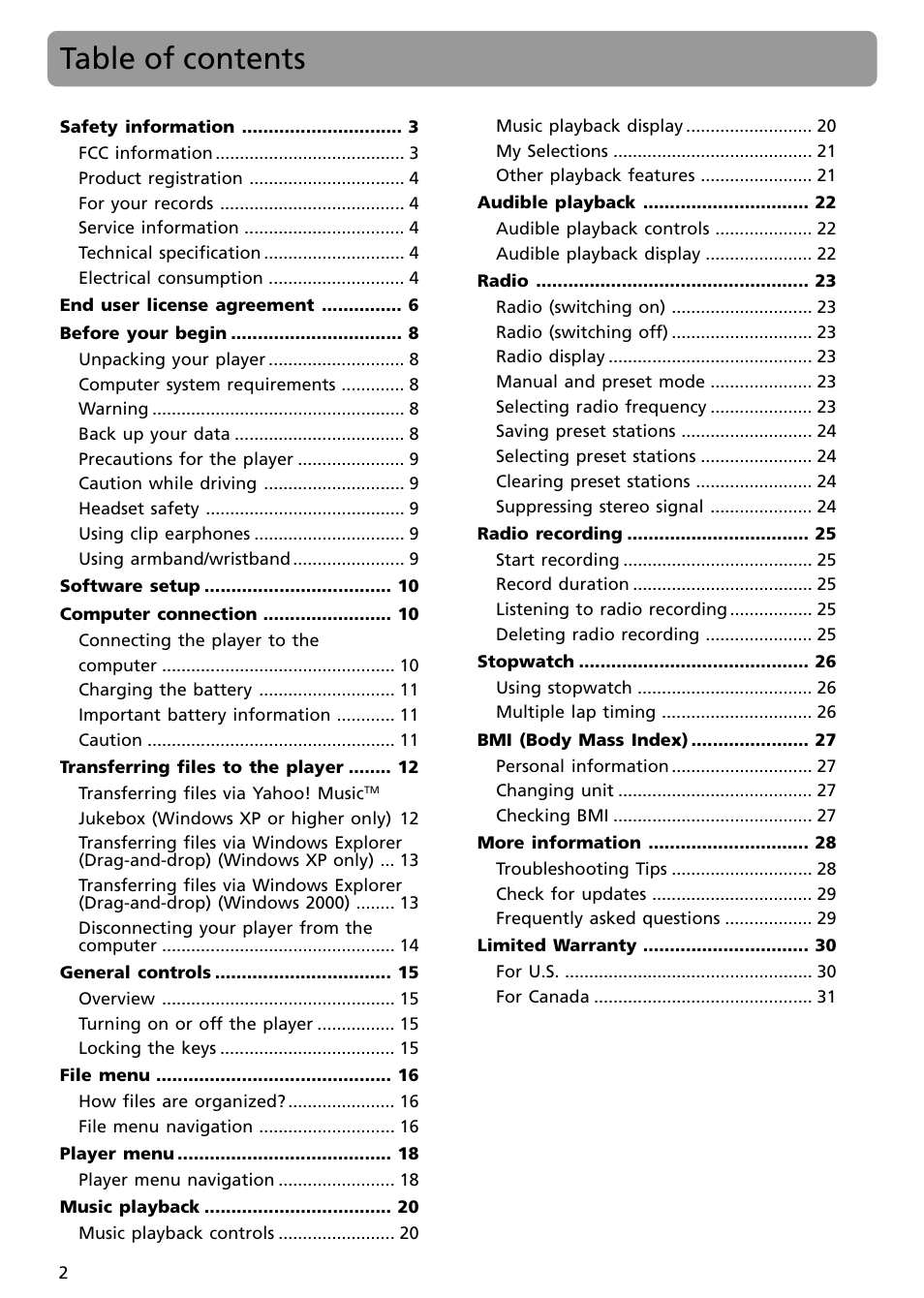 RCA S2002 User Manual | Page 2 / 32