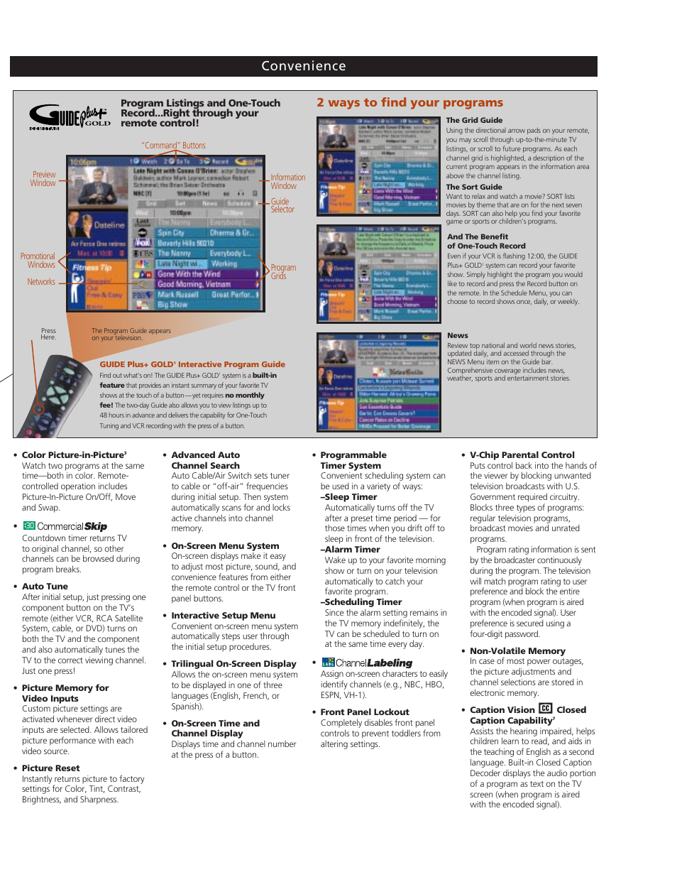 Convenience, 2 ways to find your programs | RCA Home Theatre P61926 User Manual | Page 3 / 4