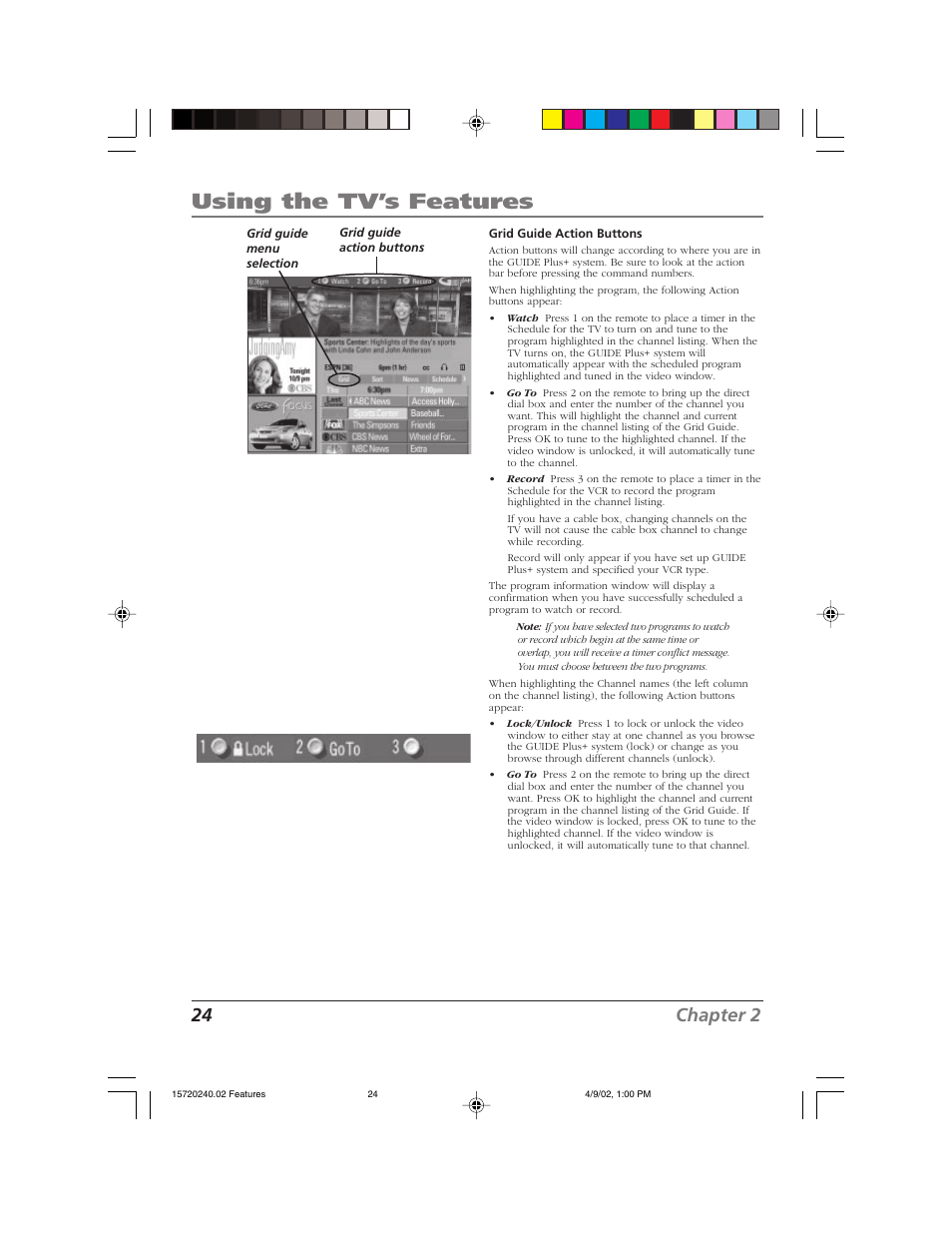 Using the tv’s features, 24 chapter 2 | RCA F19426 User Manual | Page 26 / 64