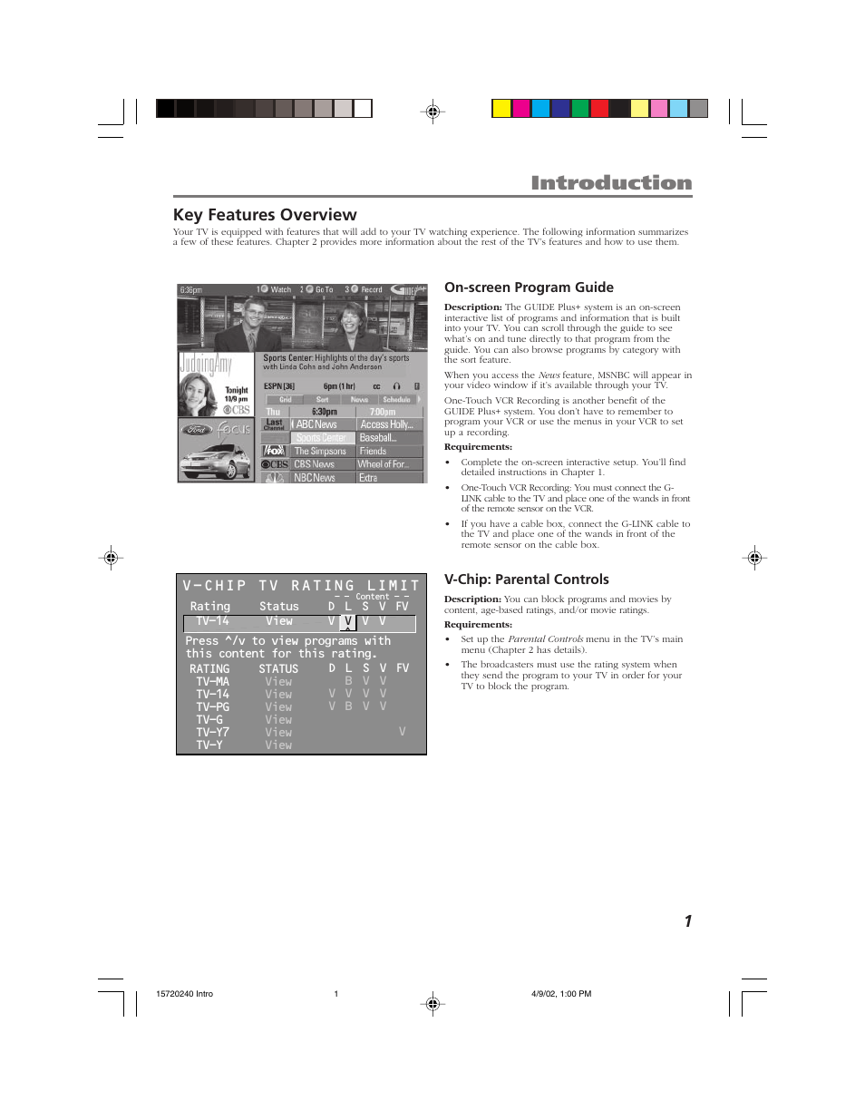 Introduction, 1key features overview | RCA F19426 User Manual | Page 3 / 64