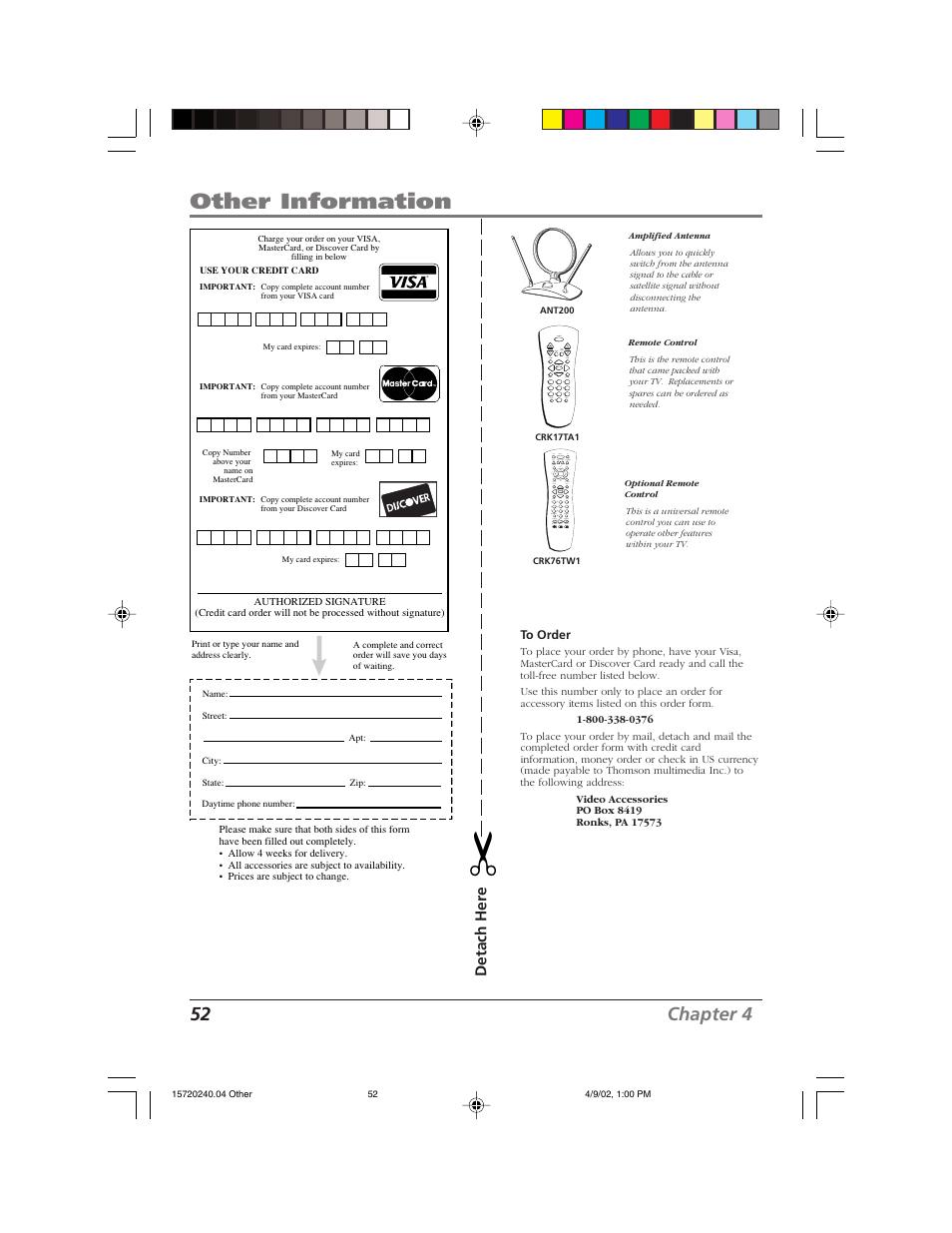 Other information, 52 chapter 4, Detach her e | RCA F19426 User Manual | Page 54 / 64