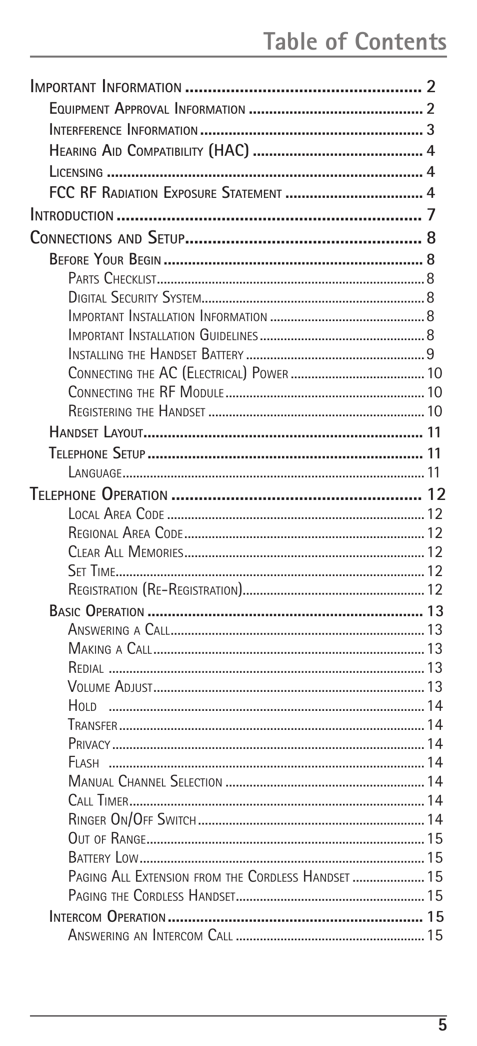 RCA H5400 User Manual | Page 5 / 64