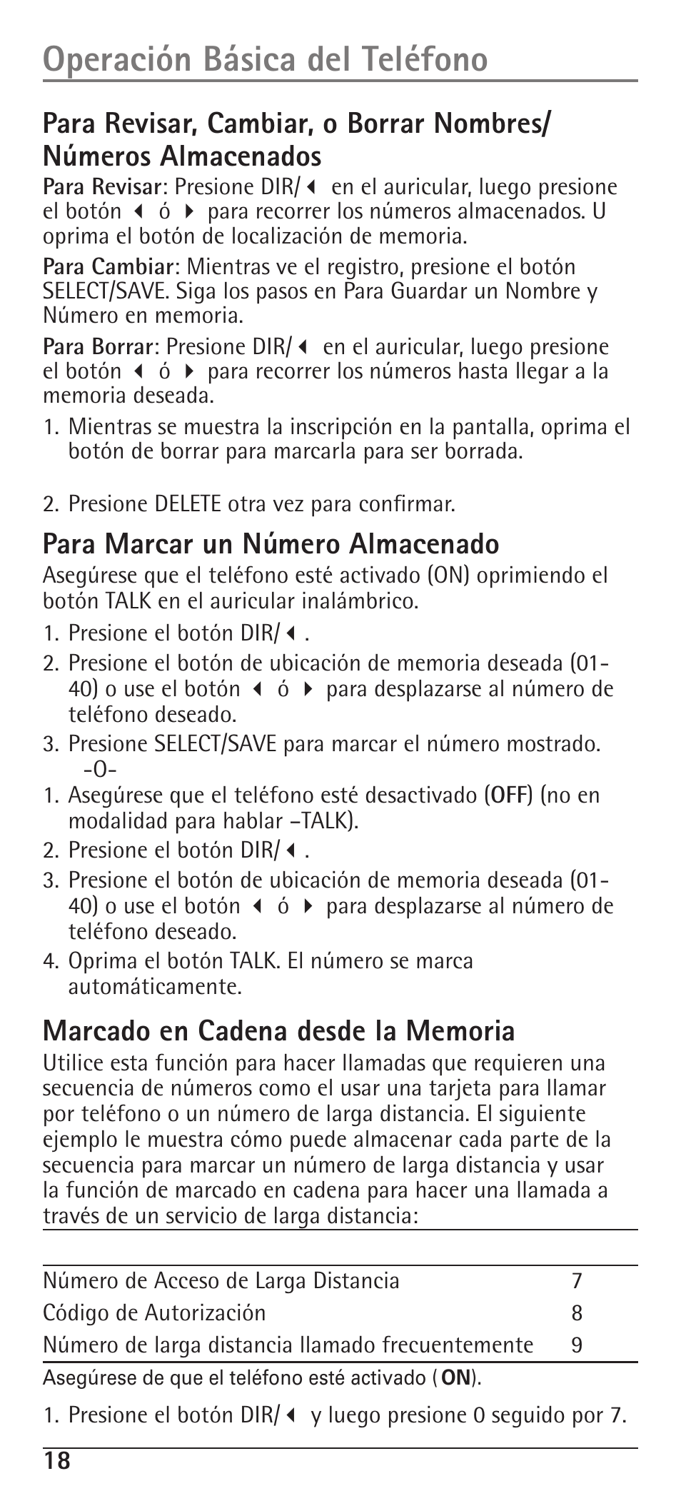 Operación básica del teléfono, Para marcar un número almacenado | RCA H5400 User Manual | Page 50 / 64
