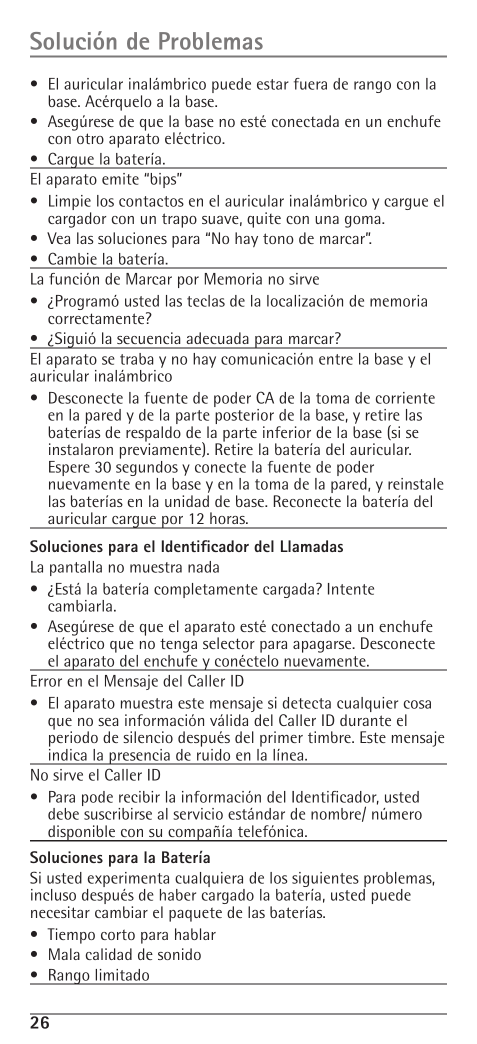 Solución de problemas | RCA H5400 User Manual | Page 58 / 64