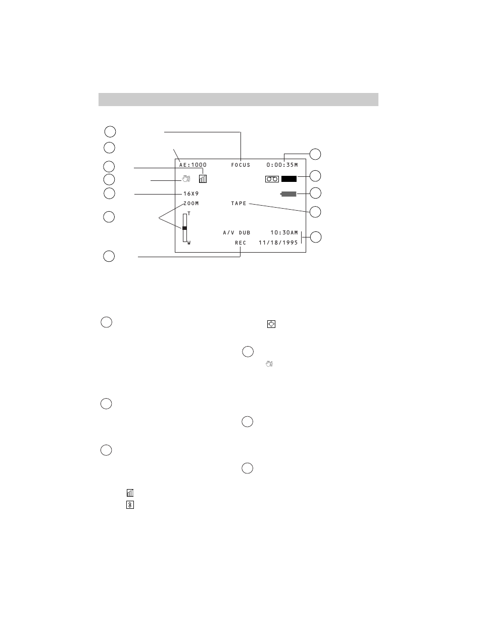 Displays in viewfinder | RCA Pro942 User Manual | Page 32 / 76
