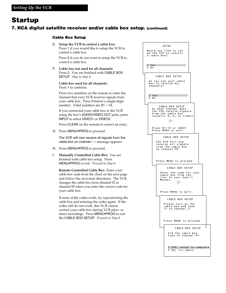 Startup | RCA VR688HF User Manual | Page 14 / 64