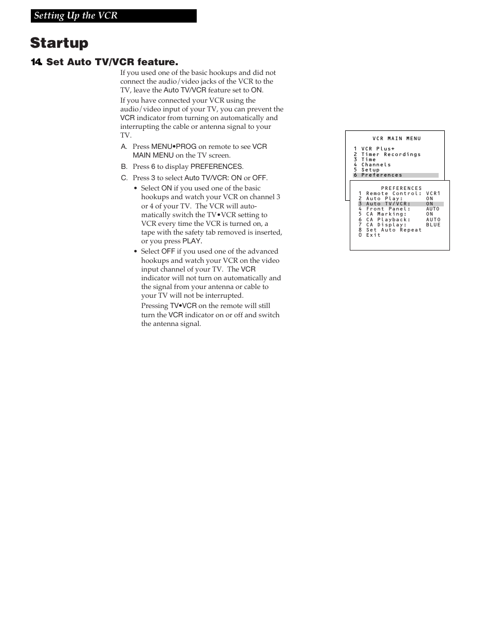 Startup | RCA VR688HF User Manual | Page 21 / 64