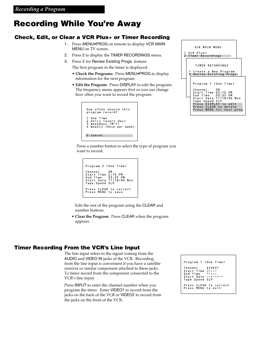 Recording while you’re away | RCA VR688HF User Manual | Page 46 / 64