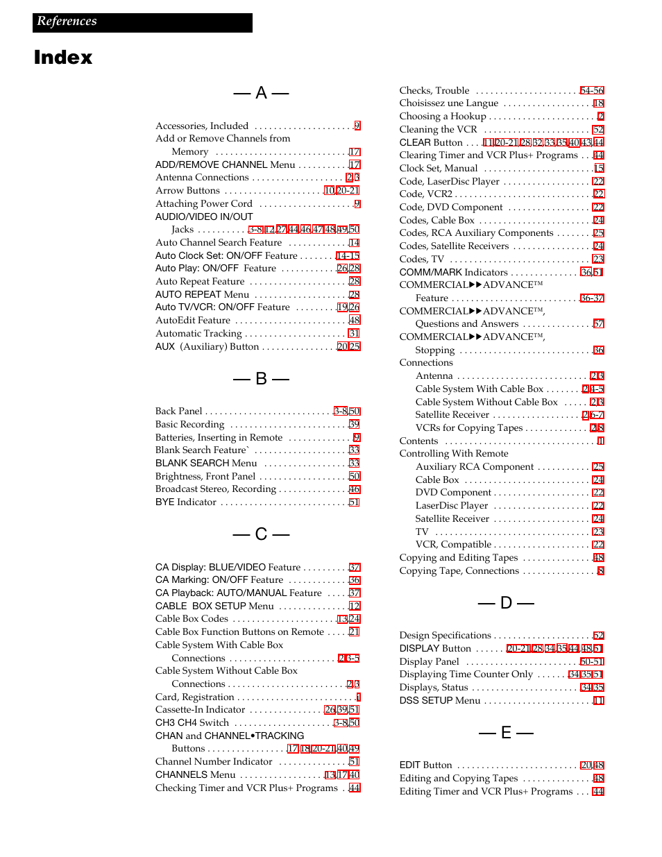 Index | RCA VR688HF User Manual | Page 60 / 64