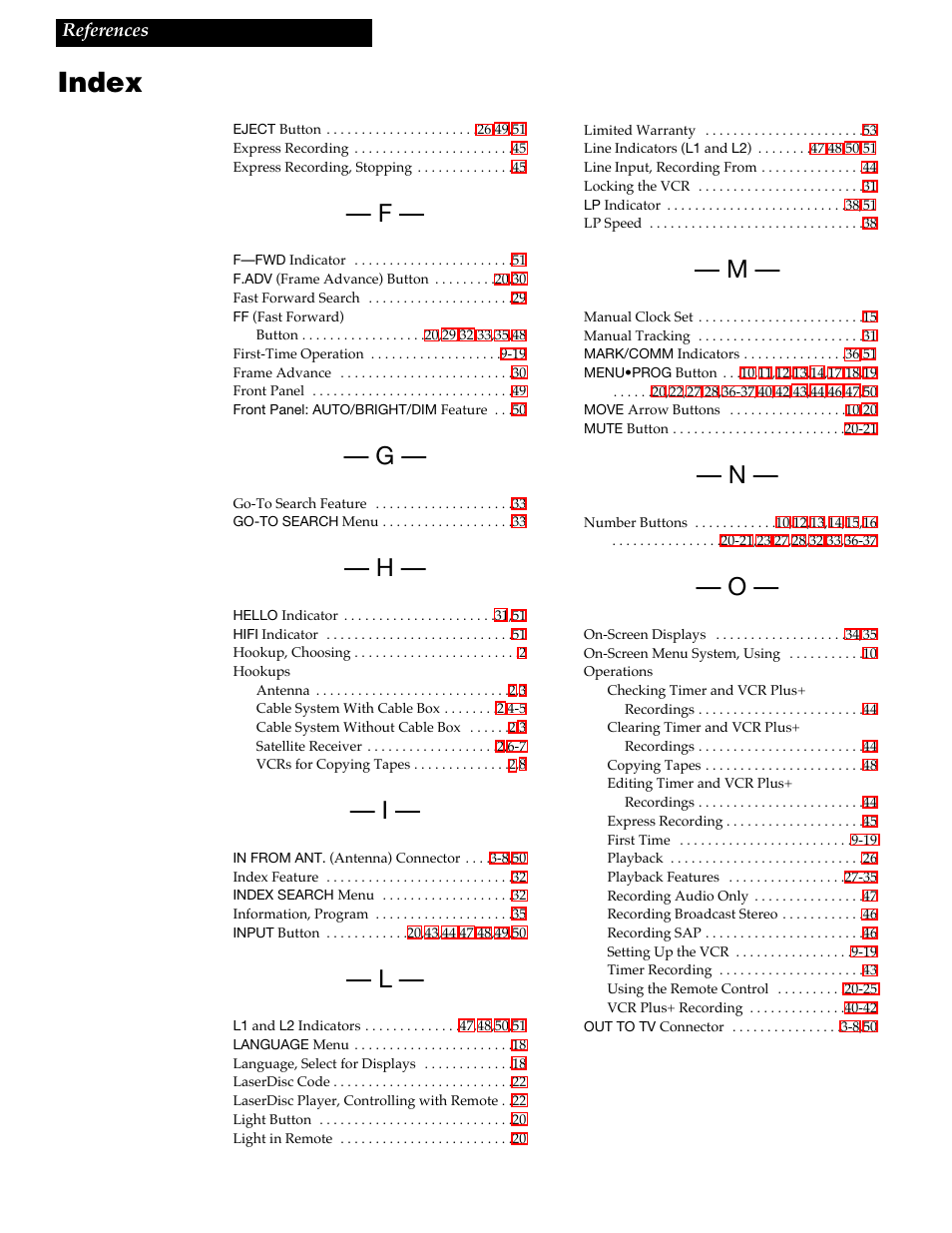 Index | RCA VR688HF User Manual | Page 61 / 64