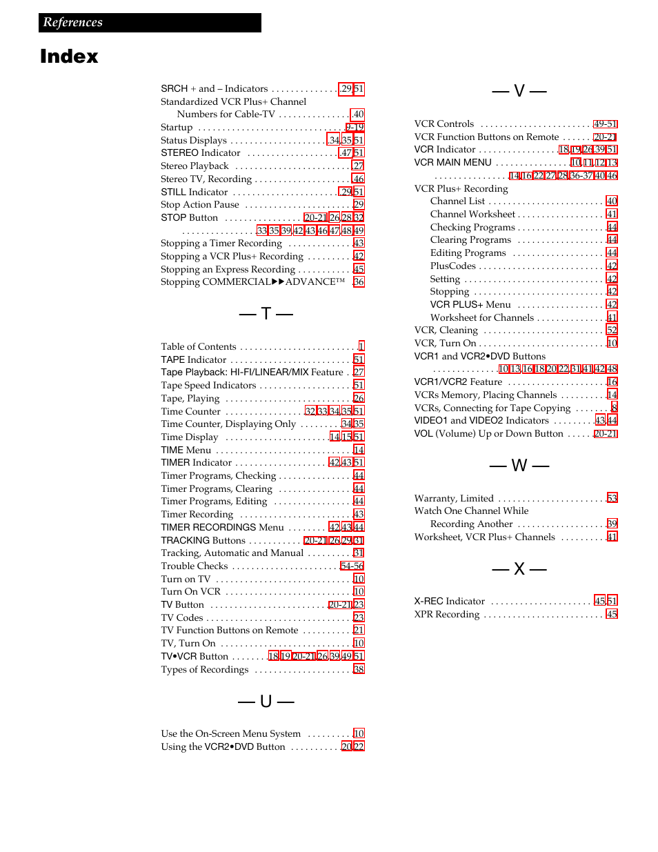 Index | RCA VR688HF User Manual | Page 63 / 64