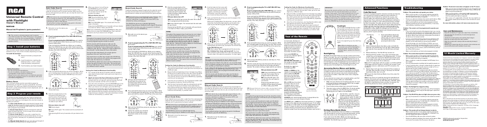 RCA RCRF03B User Manual | 2 pages