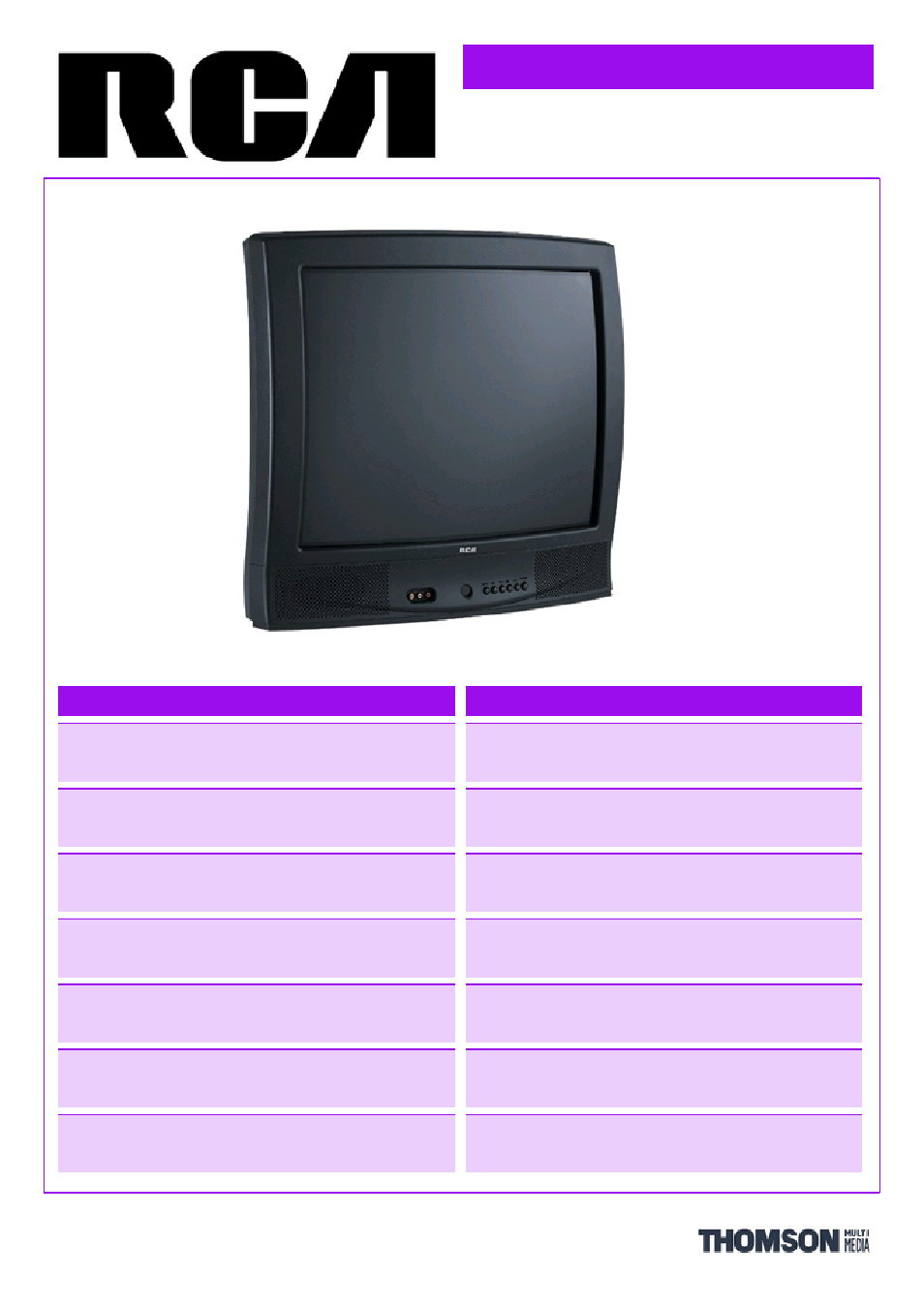 RCA F27441 User Manual | 2 pages