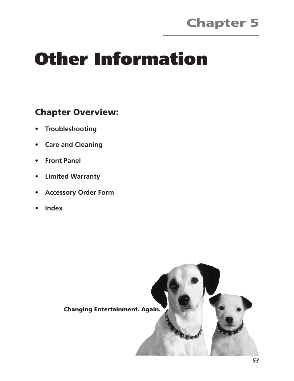 Other information, Chapter 5, Chapter overview | RCA F27669 User Manual | Page 55 / 64