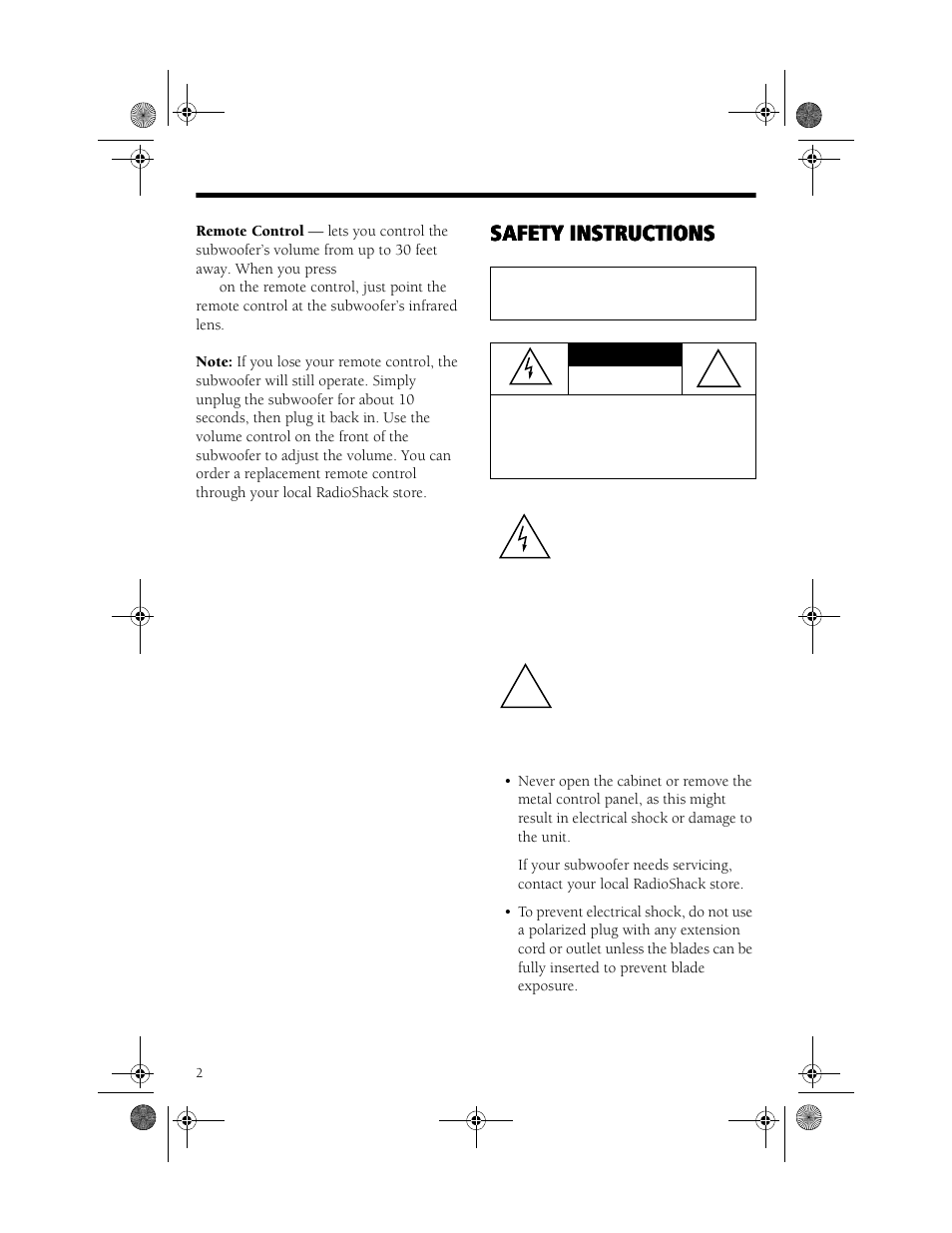 RCA SW200P User Manual | Page 2 / 8