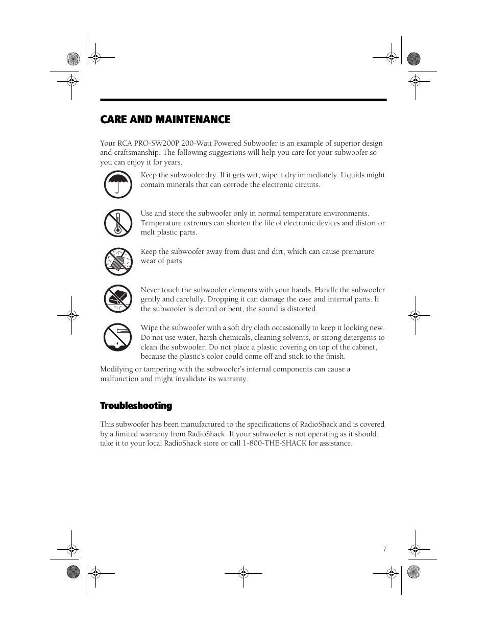 RCA SW200P User Manual | Page 7 / 8