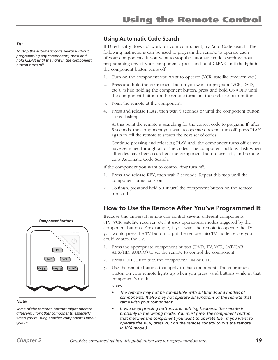 How to use the remote after you’ve programmed it, Using the remote control | RCA Scenium D61W136DB User Manual | Page 21 / 64