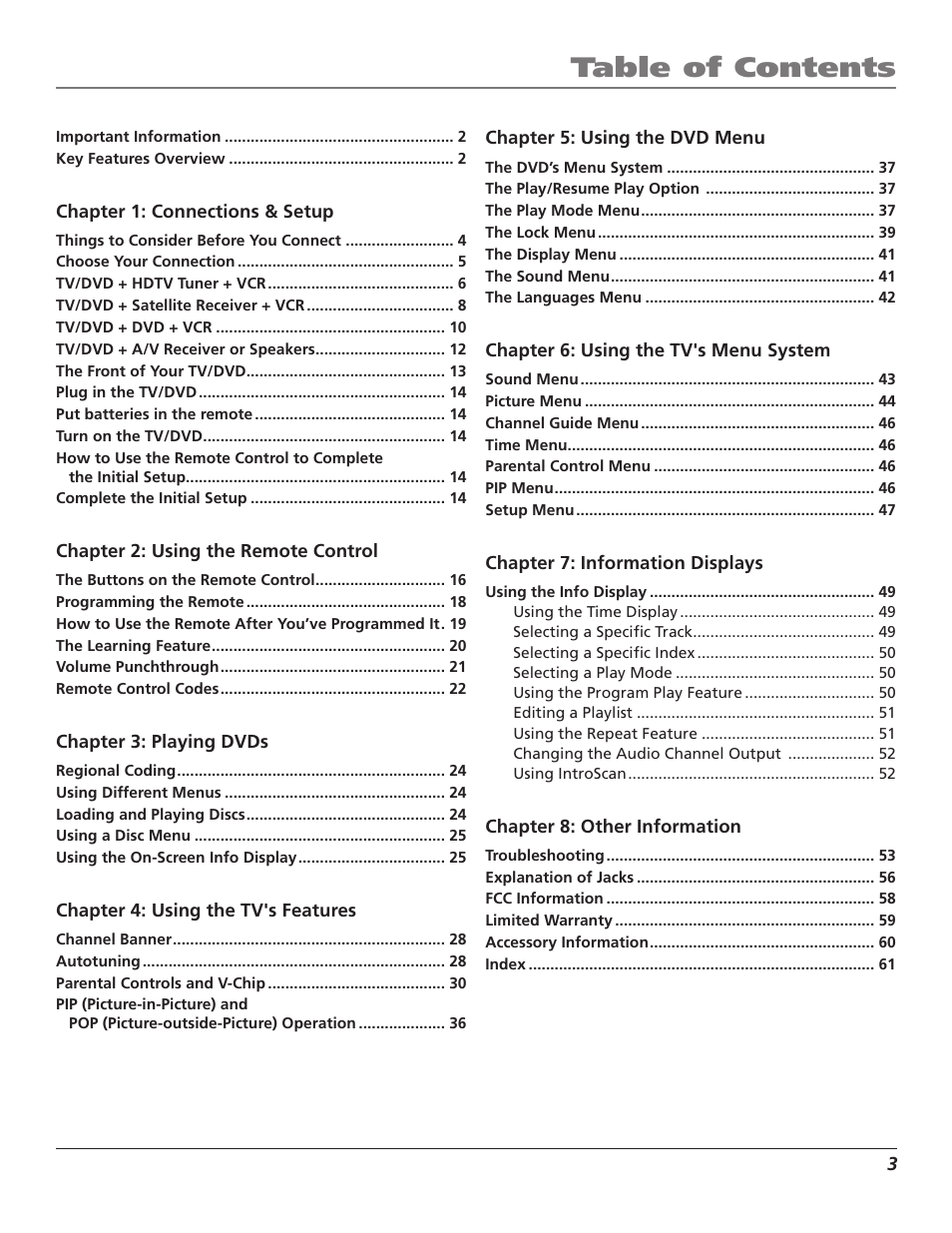 RCA Scenium D61W136DB User Manual | Page 5 / 64
