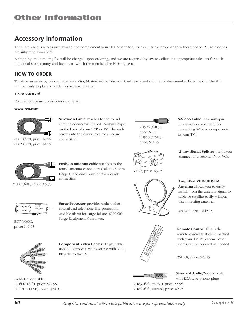 Accessory information, Other information, Index | How to order | RCA Scenium D61W136DB User Manual | Page 62 / 64
