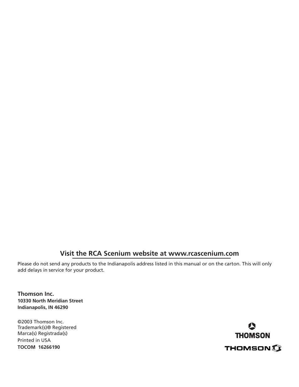 RCA Scenium D61W136DB User Manual | Page 64 / 64