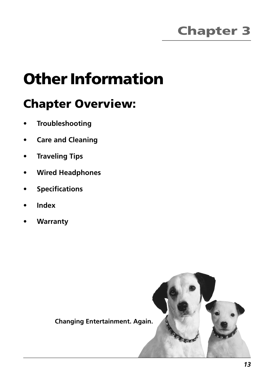 Other information, Chapter 3, Chapter overview | RCA Mobile Video Cassette Player User Manual | Page 15 / 24