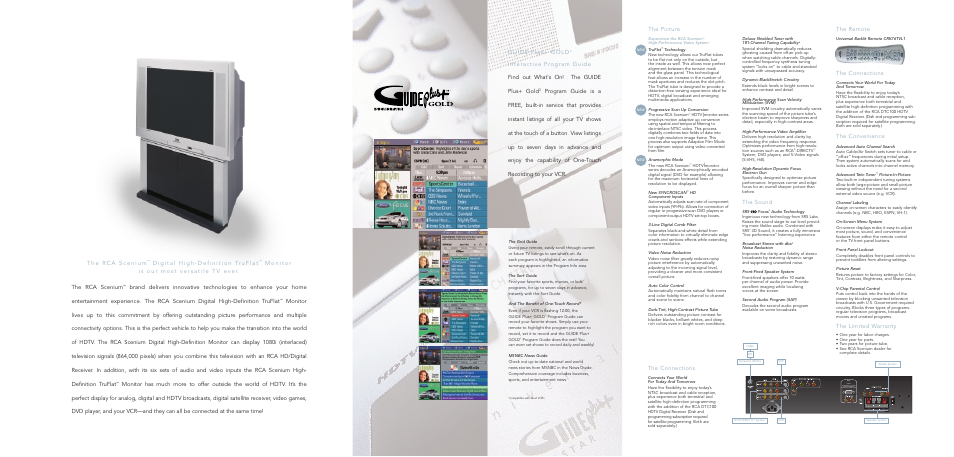 The sound, The remote, The connections | The convenience, The limited warranty | RCA Scenium D32TF20 User Manual | Page 5 / 6