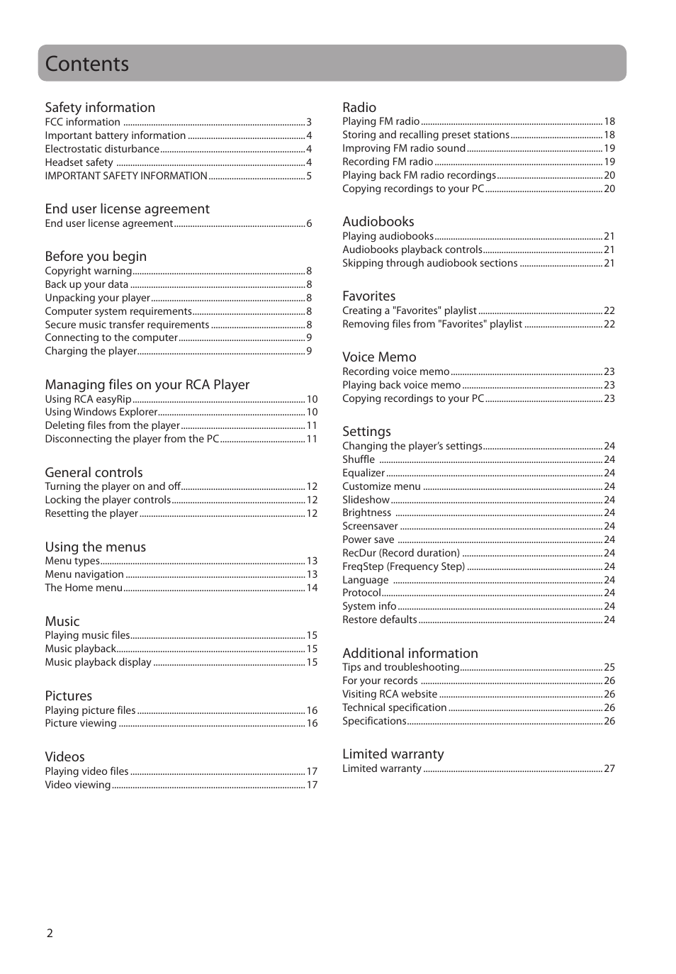 RCA m4204 User Manual | Page 2 / 29