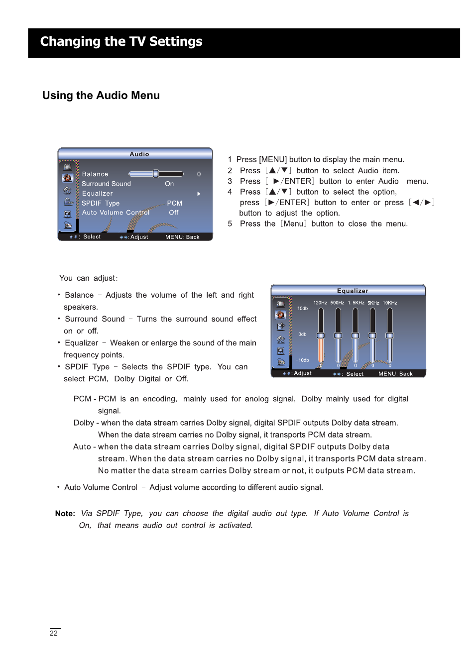 Changing the tv settings | RCA LED42A55RS User Manual | Page 23 / 32