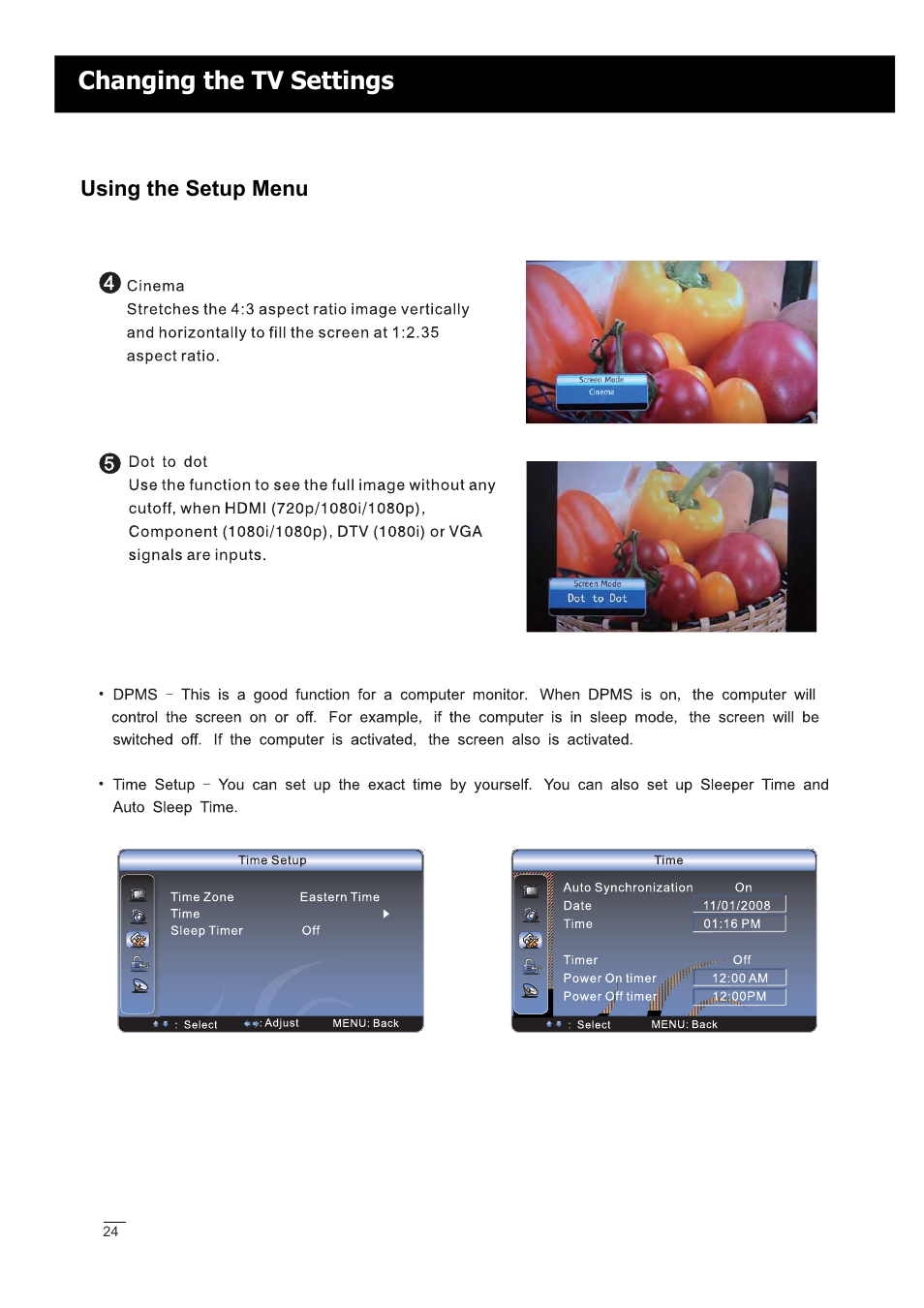 Changing the tv settings | RCA LED42A55RS User Manual | Page 25 / 32